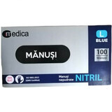 Guantes de nitrilo, azules, L, 100 unidades, Medica