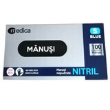 Manusi Nitril nepudrat albastre, S, 100 bucati, Top Glove