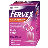 Fervex Rhume et grippe sans sucre pour enfants, 280mg/100 mg/10 mg, 8 sachets, Upsa