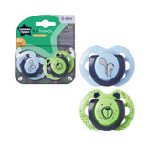 Chupetes ortodónticos divertidos, 0 - 6 meses, Azul / Verde, 2 pcs, Tommee Tippee