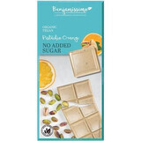 Chocolate blanco ecológico con pistachos y naranjas, 70 g, Benjamissimo