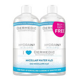 Dermedic Hydrain3 DuoPack Hialuro H2O Agua Micelar, 2x500 ml