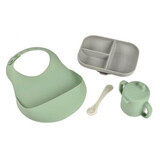 Set de table en silicone Essentials, Gris/ Vert Sauge, 4 pièces, Beaba