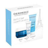 Set Hydrain3 Crema notte idratante, 50 ml + Gel detergente cremoso, 25 ml + Crema contorno occhi, 7 ml, Dermedic