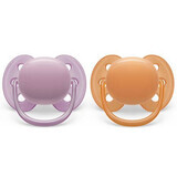 Philips Avent Ultra Zachte Fopspenen, 6-18 maanden, 2 stuks, Roze en Oranje, SCF091/33, Philips