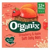 Barritas ecológicas de avena integral con fresas y manzanas, + 12 meses, 6 barritas x 23 g, Organix