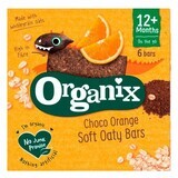 Barritas ecológicas de avena integral con cacao y naranja, + 12 meses, 6 barritas x 23 g, Organix