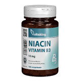 Vitamina B3 (niacina), 10 mg, 100 comprimidos, Vitaking