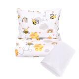 Juego de cama 3 piezas + funda impermeable, 120 x 60 cm, modelo Bee, Fic Baby