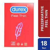 Preservativo Feel Thin, 18 piezas, Durex