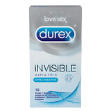 Preservativo Invisible Extra Fino Extra Sensible, 10 piezas, Durex