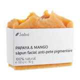 Jabón facial natural antipigmentación con papaya y mango, 130 g, Sabio