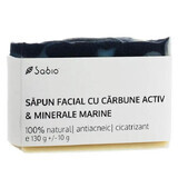 Savon naturel pour le visage au charbon actif et aux minéraux marins, 130 g, Sabio