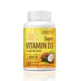 Super Vitamine D3 à l'huile de coco 2000UI, 120 gélules, Zenyth