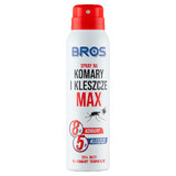 Bros, Max spray contra mosquitos y garrapatas, DEET 25,77%, 90 ml