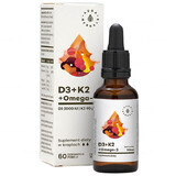 Aura Herbals D3 + K2 MK7 + Omega 3 gotas, 30 ml