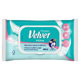 Velvet Intima, papel higiénico húmedo 2 en 1, con clip, 42 piezas