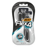 BIC Flex 4, maquinilla de afeitar masculina, 4 hojas, 3 piezas