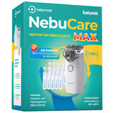 NebuCare Max, set de nebulización para lactantes y niños, Helpmedi, nebulizador de malla + Katarek, solución salina NaCl 0,9%, 5 ml x 40 ampollas