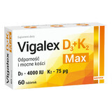 Vigalex D3 + K2 Max, vitamina D 4000 UI + vitamina K 75 µg, 60 comprimidos