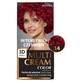 Joanna Multi Cream Color, tinte para el cabello, 34 rojo intenso, 1 unidad