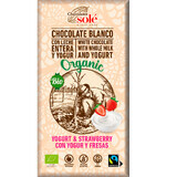 Chocolate blanco bio con yogur y fresas, 100g, Pronat