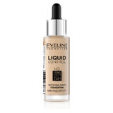 Eveline Cosmetics Liquid Control HD, fond de teint matifiant, n° 015, Vanille Légère, 32 ml