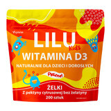 Lilu Kids Vitamina D3, gelatinas naturales para niños y adultos, sabor naranja, 200 piezas