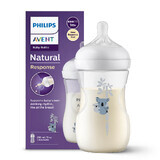 Avent Natural Response, biberón con tetina sensible, koala, flujo 3, SCY903/67, después de 1 mes, 260 ml