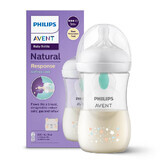 Avent Natural Response, biberón con tetina sensible, válvula AirFree, osito de peluche, flujo 3, SCY673/82, después de 1 mes, 260 ml