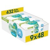 Pampers Harmonie Aqua, toallitas húmedas, 9 x 48 piezas