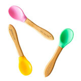 Ecorascals, set of 3 bamboo spoons, pink, gray, green