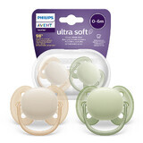 Avent Ultra Soft, chupete, silicona, simétrico, neutro, SCF091/05, 0-6 meses, 2 piezas