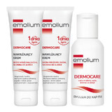 Emolium set Dermocare, crema hidratante, pieles sensibles, secas y con tendencia alérgica, a partir del 1 día de edad, 2 x 75 ml + emulsión de baño, 50 ml gratis