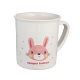 Canpol Bebés, vaso de plástico con oreja, Cute Animals, conejo rosa, a partir de 12 meses, 170 ml