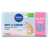 Nivea Baby Soft&Cream, toallitas húmedas, biodegradables, 4 x 57 unidades