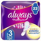 Always Platinum, maandverband met vleugels, maat 3, Dag &amp; Nacht, 22 stuks