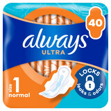 Always Ultra, toallas sanitarias con alas, talla 1, Normal, 40 unidades