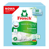 Frosch set, Pastillas lavavajillas All In 1, sosa, 30 uds + gel detergente lavavajillas, lima, 650 ml + bolsas de reciclaje, 3 uds gratis