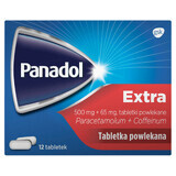 Panadol Extra 500 mg + 65 mg, 12 comprimidos