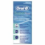 Oral-B Super Floss, hilo dental para limpieza de brackets y puentes, 50 piezas