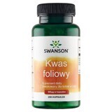 Swanson Folic Acid, ácido fólico 800 μg, 250 cápsulas