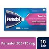 Panadol Femina 500 mg + 10 mg, 10 comprimidos recubiertos