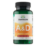 Swanson A &amp; D, vitamina A 500 µg + D 400 UI, 250 cápsulas de gel