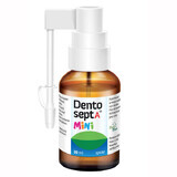 Dentosept A Mini spray, alivio de enfermedades aftosas, aftas y dentición dolorosa, sabor frambuesa, 30 ml