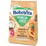 BoboVita Porcja Zbóż Porridge manna, pêche-banane, lait, sans sucre ajouté, après 4 mois, 210 g