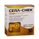 Cera-Chek 1 Code, tiras reactivas para controlar la glucosa en sangre, 50 piezas