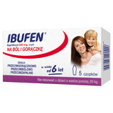 Ibufen Baby 200 mg, supositorios a partir de 6 años, 5 piezas