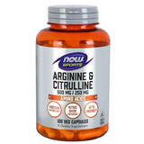 Now Foods Arginine &amp; Citrulline, L-arginina y citrulina, 120 cápsulas