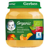 Gerber Organic, Postre, manzana, melocotón, albaricoque, después de 4 meses, 125 g